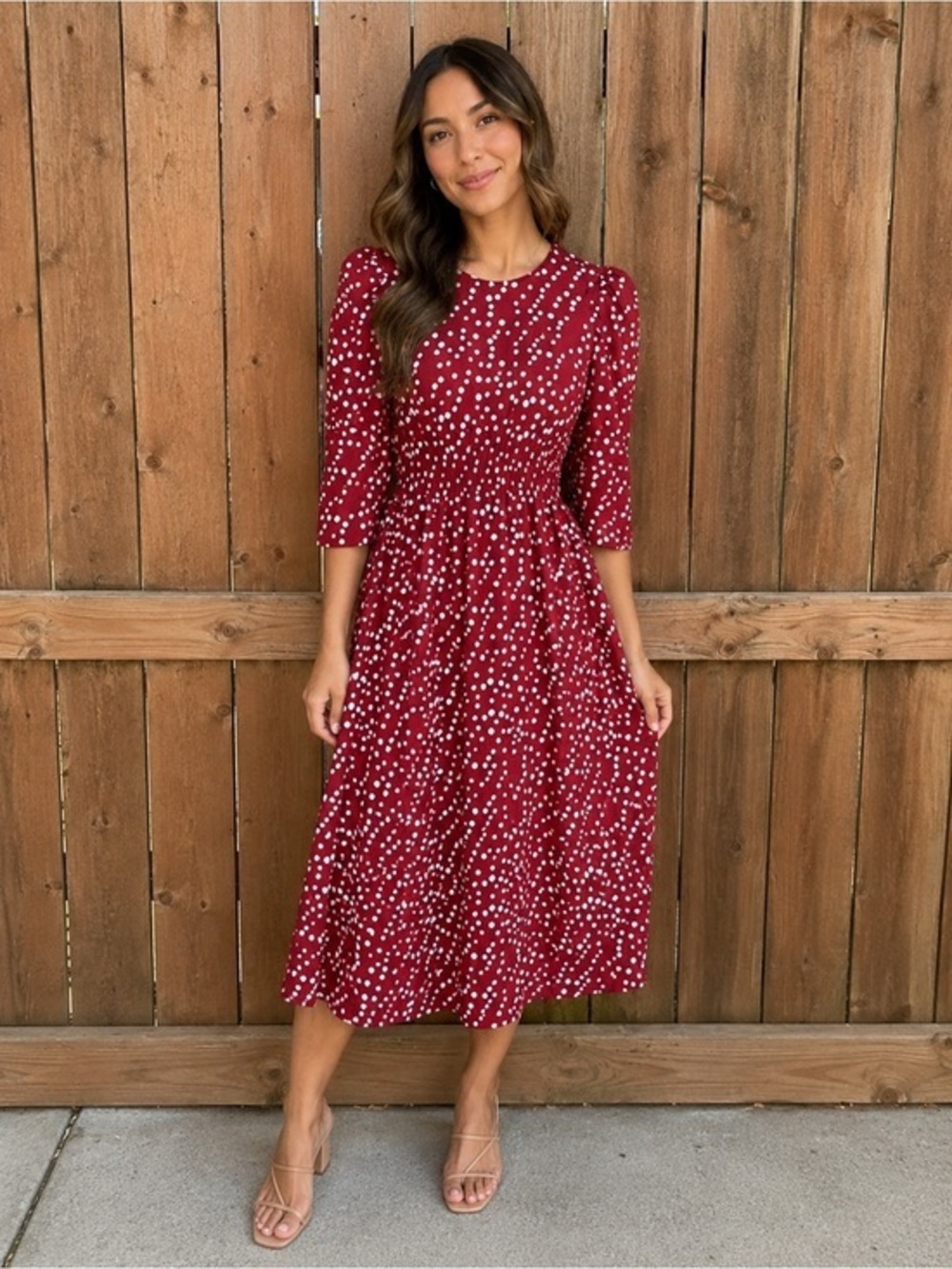 Hayden Los Angeles Polka Dot Red White Midi Length Dress Sz Small NWT